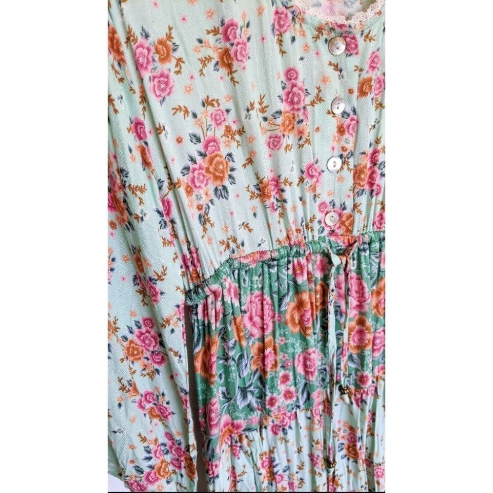 Arnhem Harmony Gypsy Mini Dress Sz6 Boho Floral Mint - Picture 10 of 10